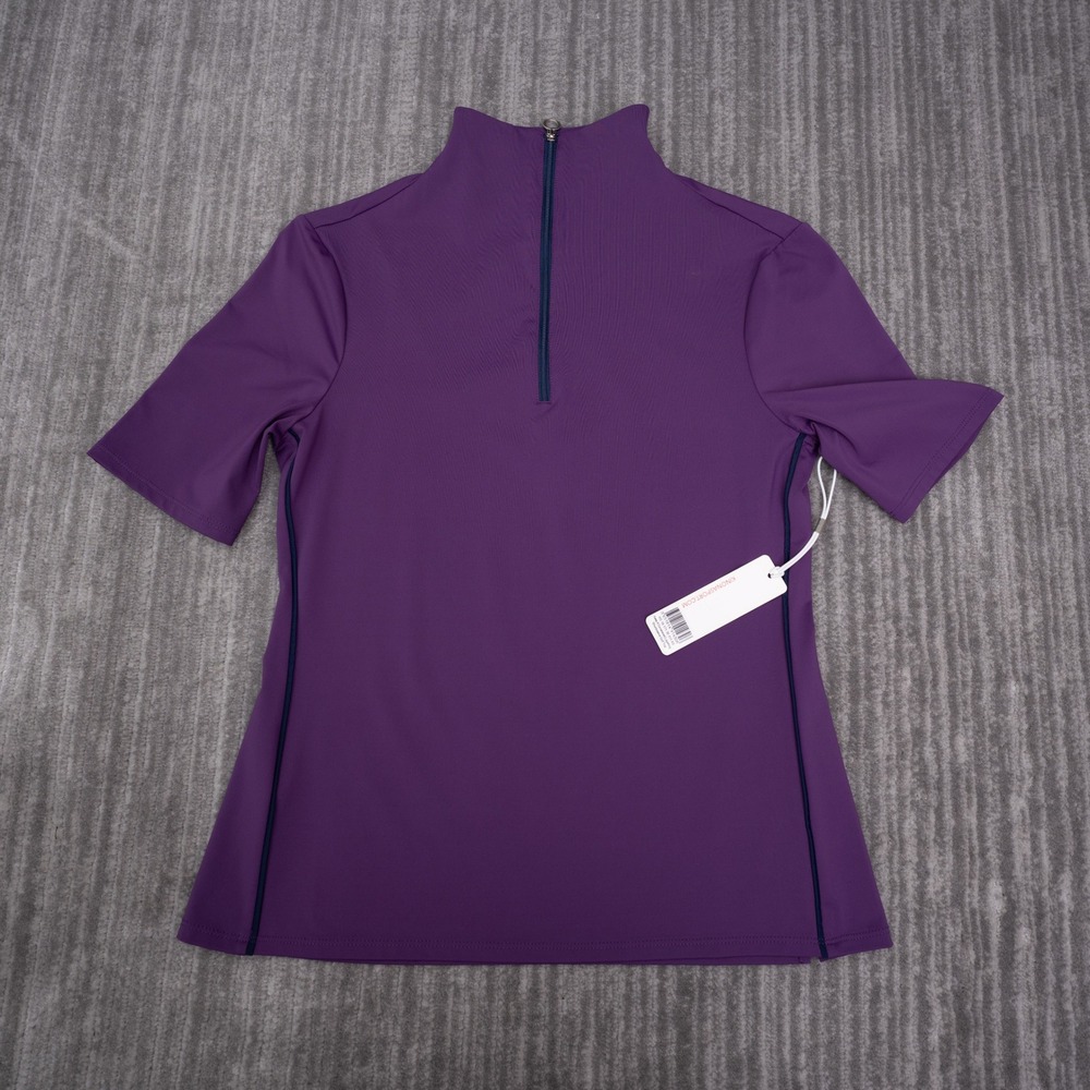 Kinona Golf Top Women XS Purple NEW Keep It Covered Short Sleeve Mock Neck Zip